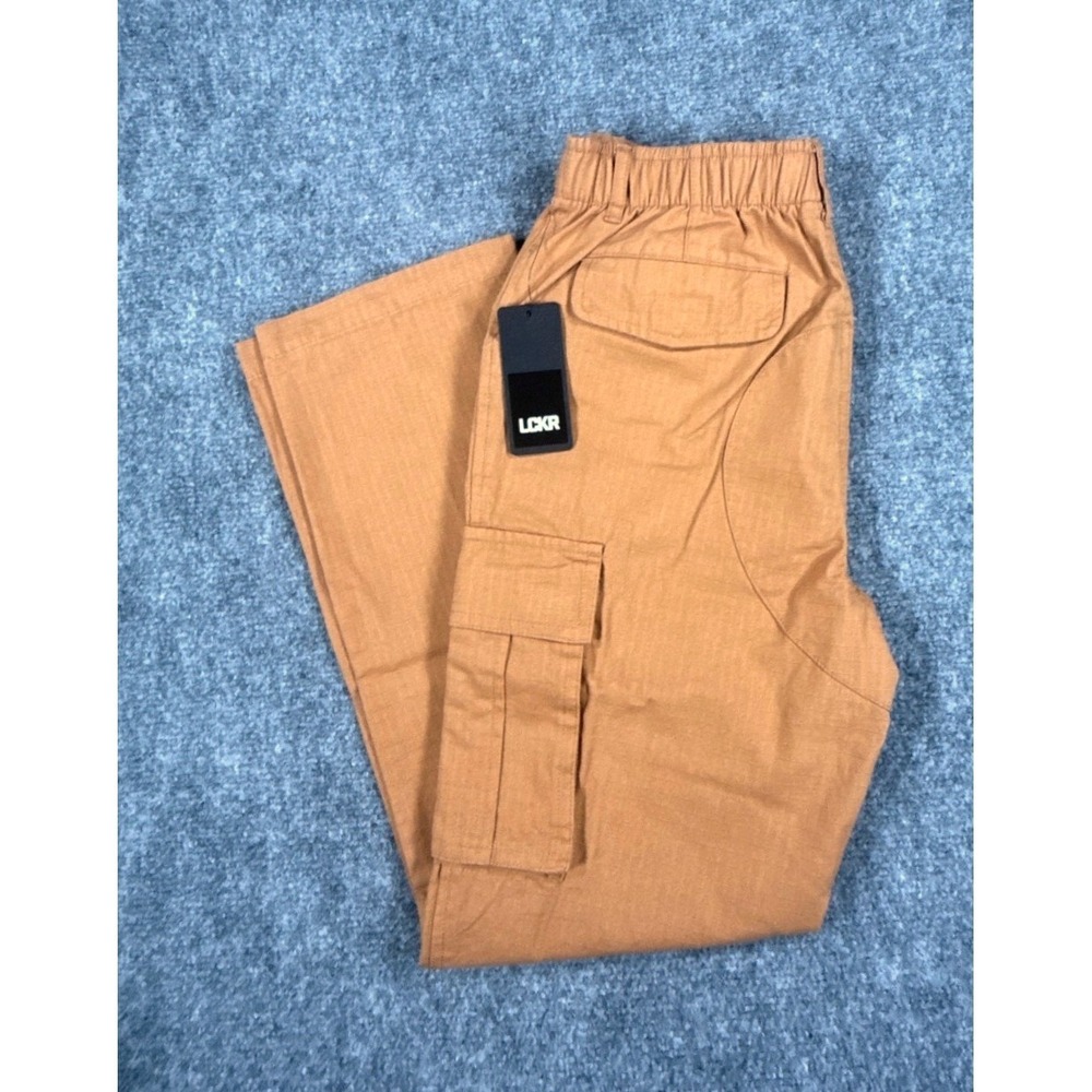 LCKR Cargo Pants Boys Medium 10-12 Tan Brown Utility Ripstop Straight Leg NWT